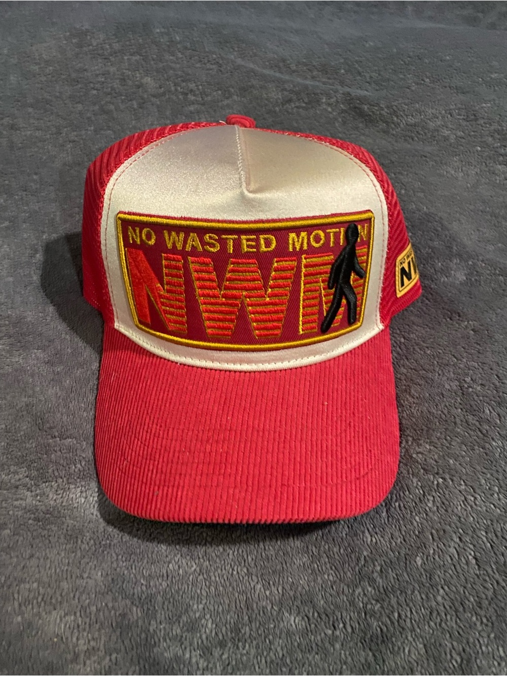 No Wasted Motion NWM Red & Cream Trucker Hat